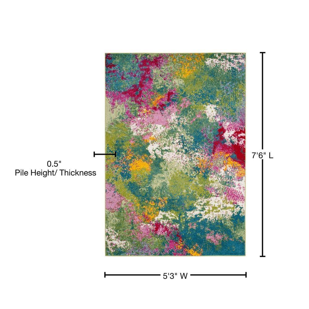 Watercolor WTC697 Power Loomed Indoor Area Rug - Green/Fuchsia - 5'3"x5'3" - Safavieh