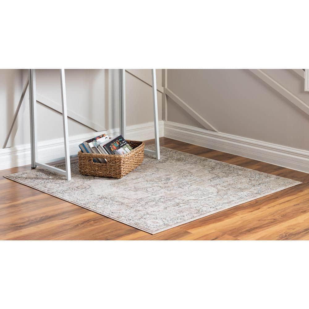 Unique Loom Portland Collection Area Rug - Canby (6' 1" Square Ivory/Beige)
