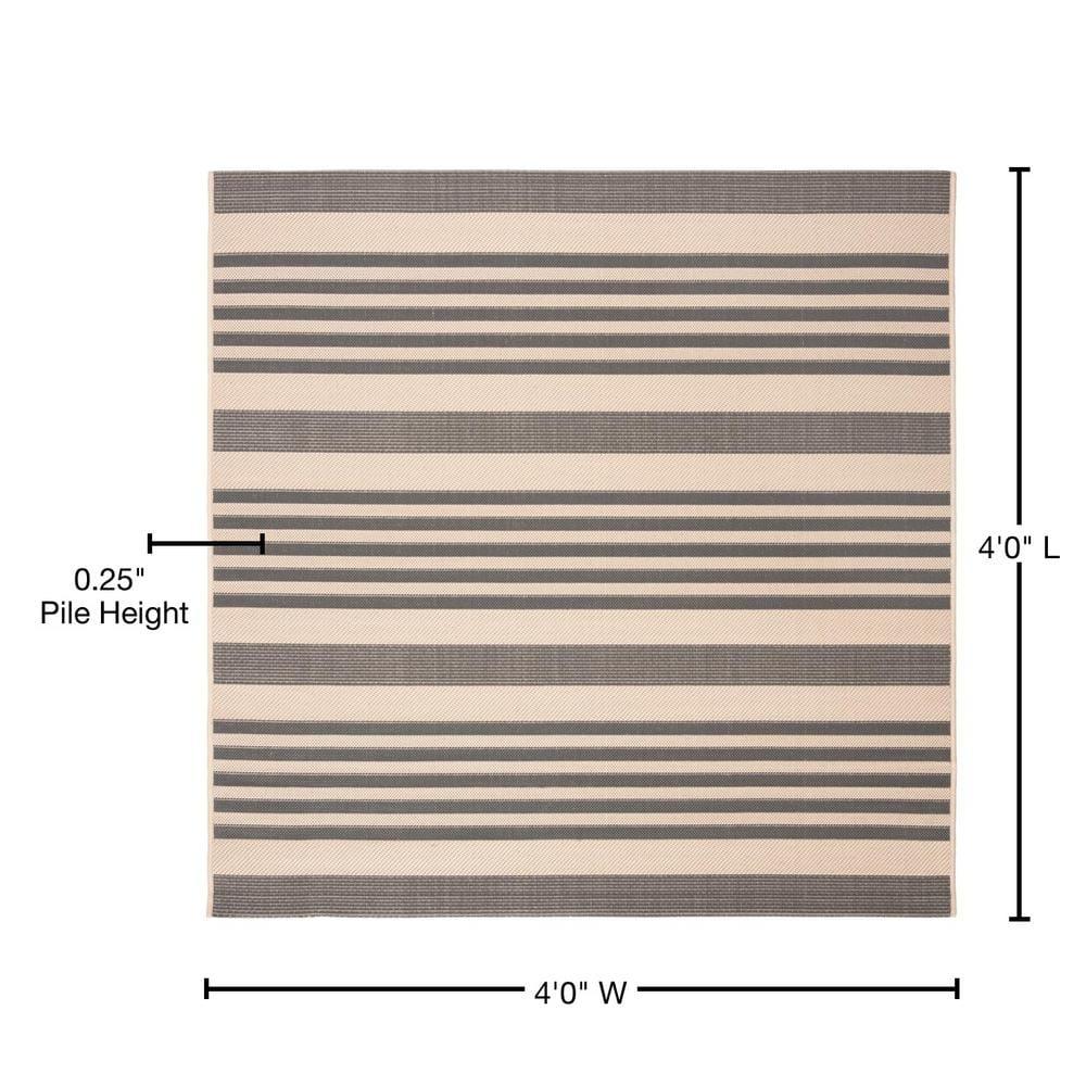 Courtyard CY6062 Power Loomed Indoor/Outdoor Area Rug - Grey/Bone - 4'x4' - Safavieh.