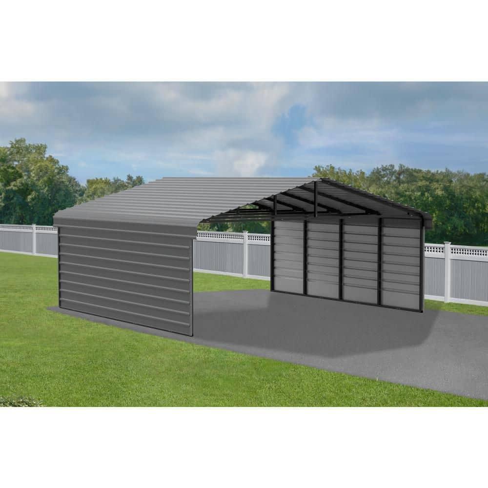 Arrow Eggshell Carport with 2-sided Enclosure