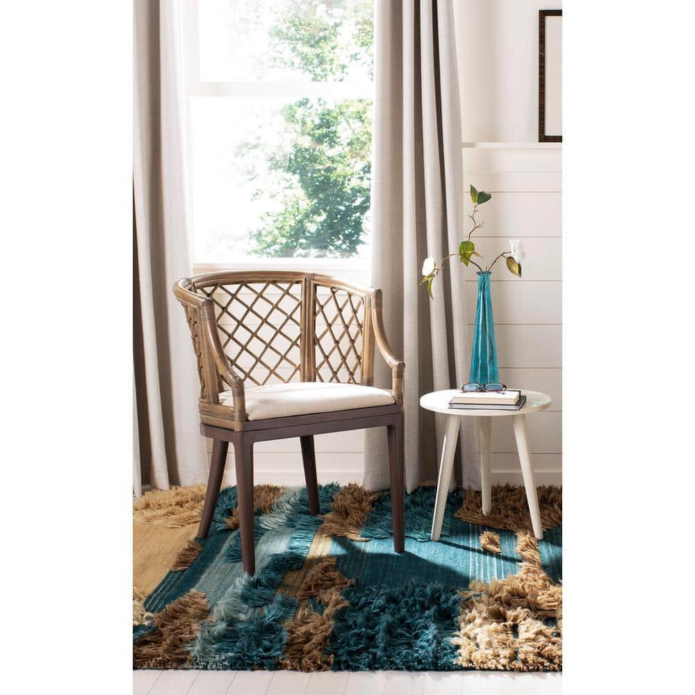 Carlotta Arm Chair - SEA4013 - Greige/White - Safavieh