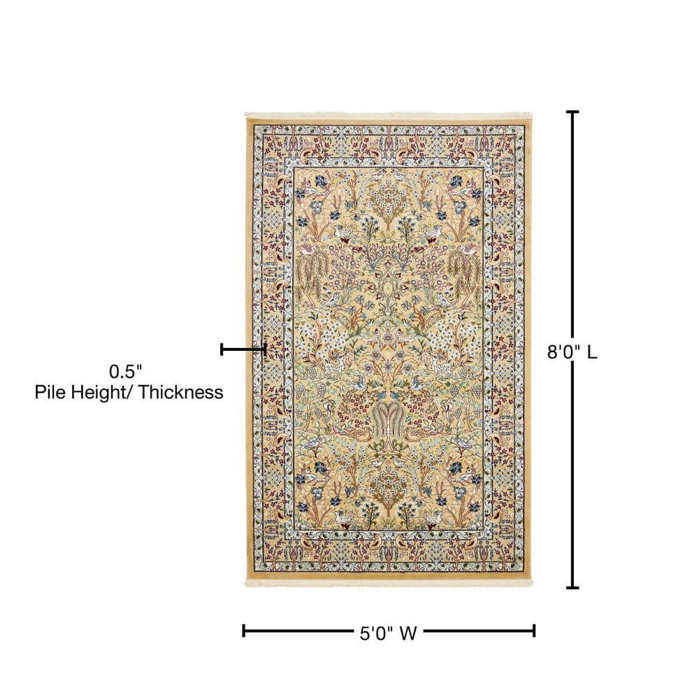 Unique Loom Narenj Collection Area Rug - Bristol (5' 1" x 8' Rectangle Beige/Blue)