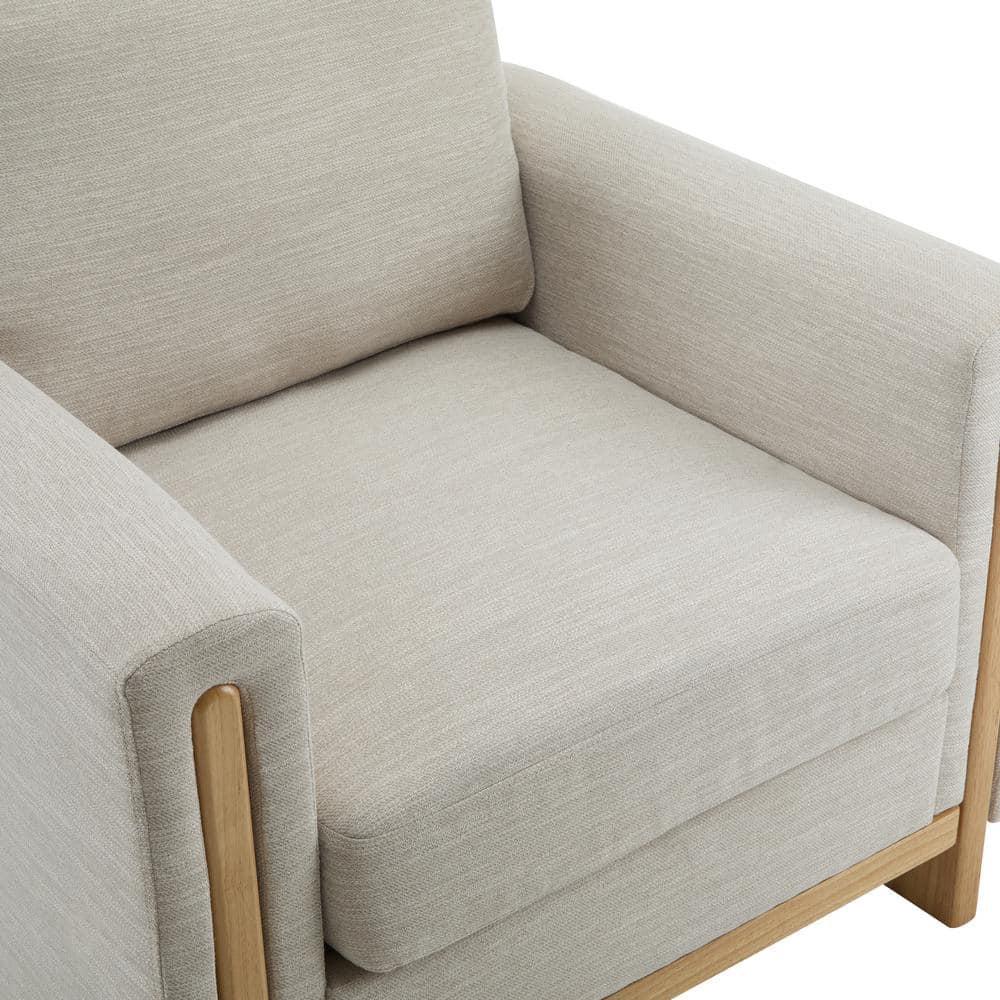 Christopher Knight Home Torrie Modern Rubberwood Upholstered Accent Arm Chair, Beige