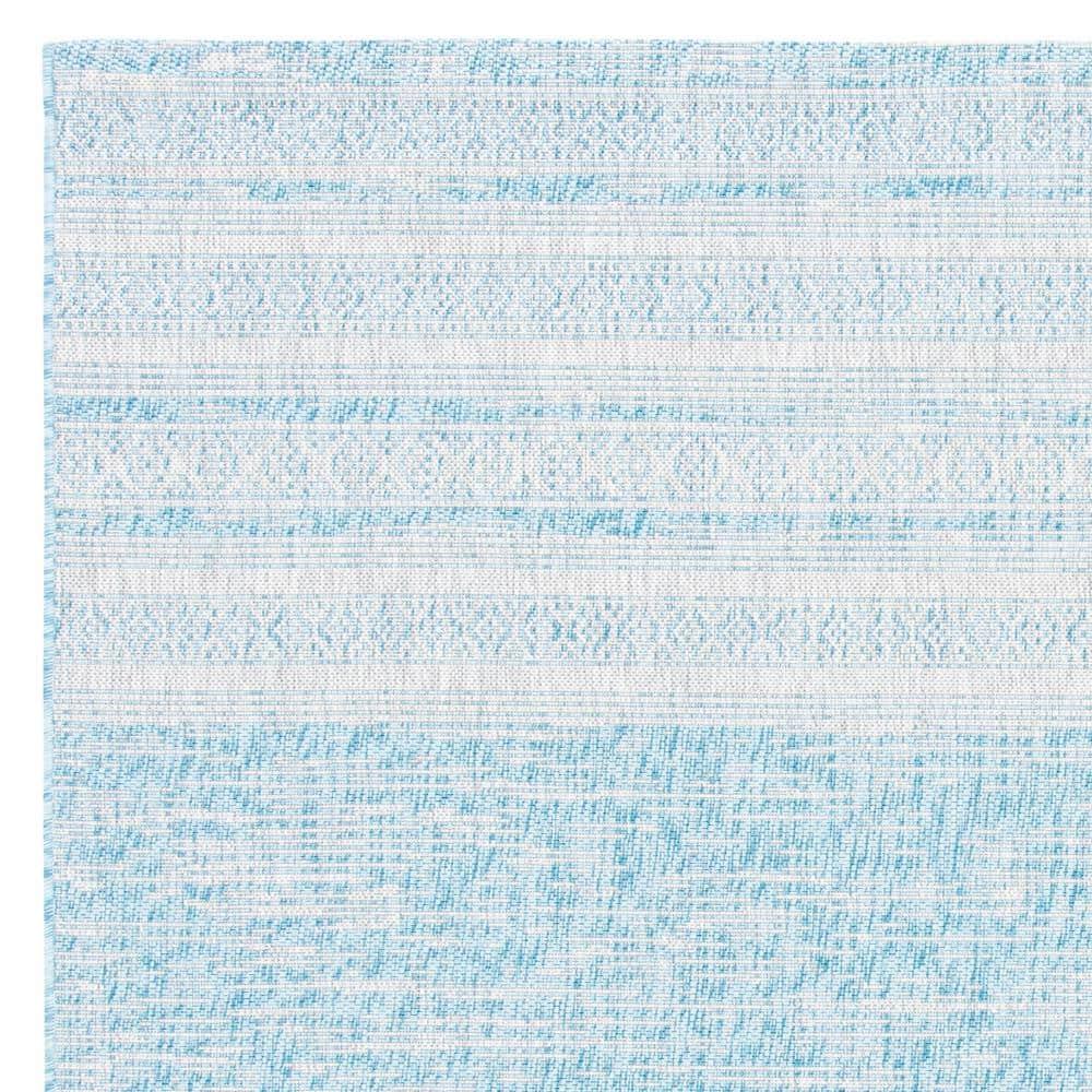 Courtyard CY8061 Power Loomed Indoor and Outdoor Area Rug - Aqua/Grey - 6'7"x6'7" - Safavieh