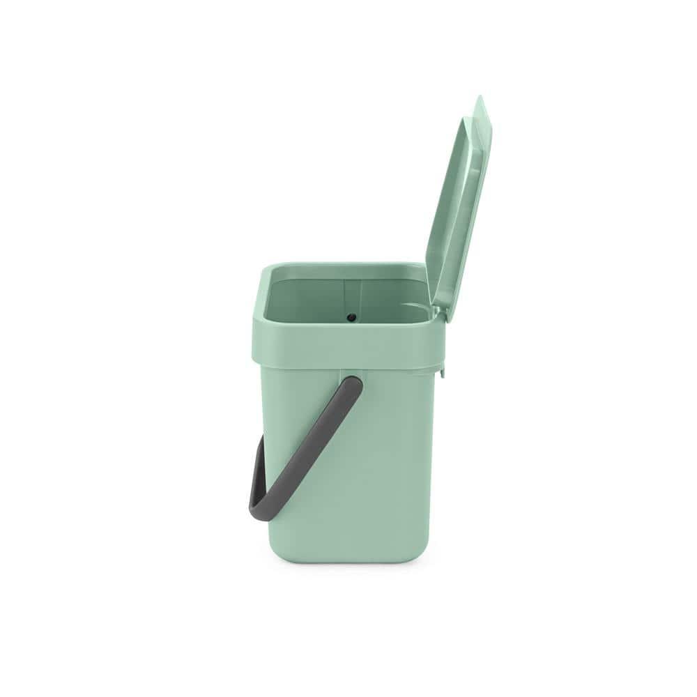 Jade Green Plastic Kitchen Compost Bin with Handle