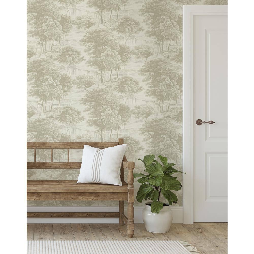 Linen Botanical Peel and Stick Wallpaper, 20.5" x 216"