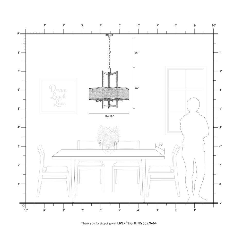 Livex Lighting 50576-64 Gramercy 6-Light Chandelier, Hand Painted Palacial Bronze