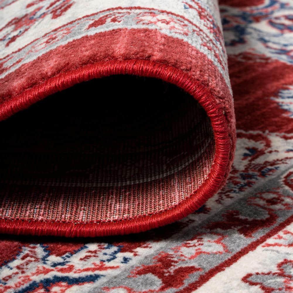 6' x 6' Modern Persian Vintage Moroccan Traditional Area Rug, Red/Ivory - JONATHAN Y
