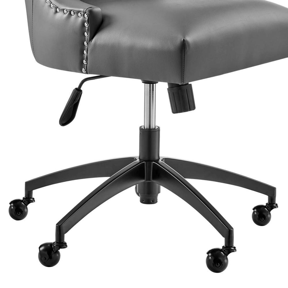 Modway Empower Channel Tufted Vegan Leather Office Chair in Black Gray