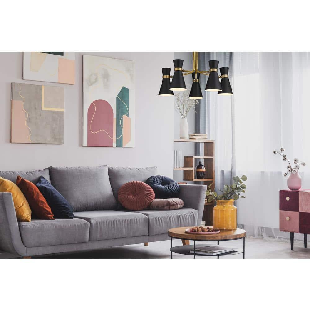 Z-Lite Soriano 5 - Light Chandelier in  Matte Black/Heritage Brass