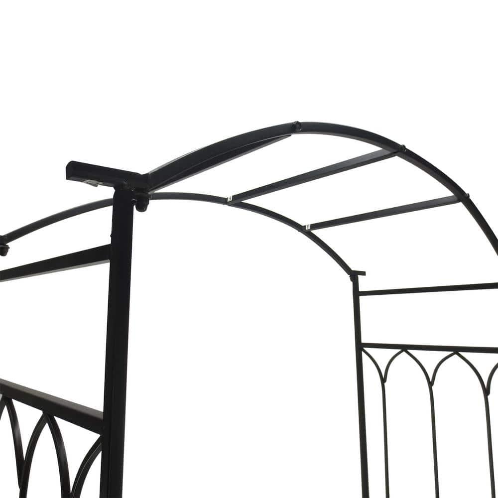 Outsunny Metal Trellis Arbor Arch for Climbing Plants with Garden Bench, Grow Grapes & Vines, Decorative Seating, 484 lbs. Weight Capacity, Black