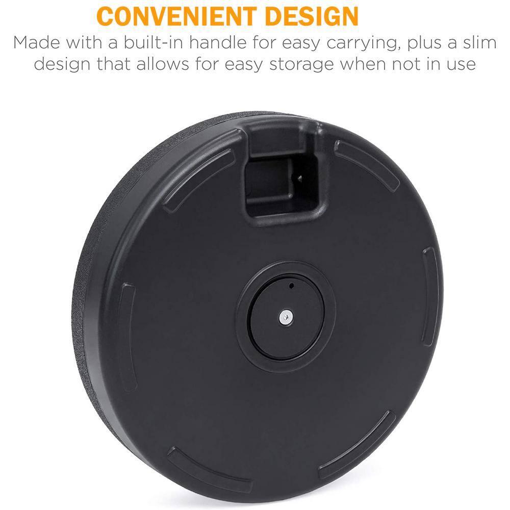 Costway 20'' Round 23L Water Filled Umbrella Base Stand Self-filled Patio Furniture Black