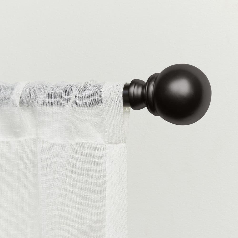120"x66" Adjustable Sphere Curtain Rod & Finial Set Matte Bronze: 120 Inch, Iron, Single Rod, Exclusive Home