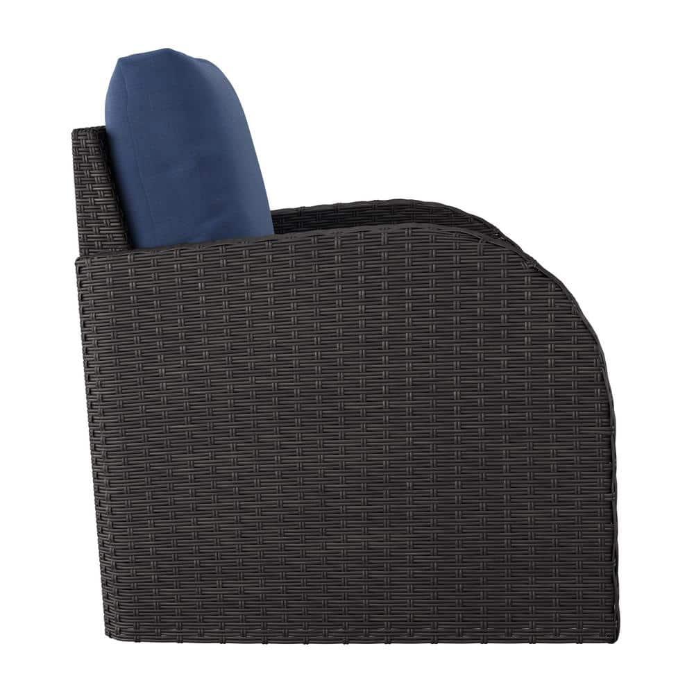 Brisbane Outdoor Wicker / Rattan Rust Resistant Chair with Blue Cushions