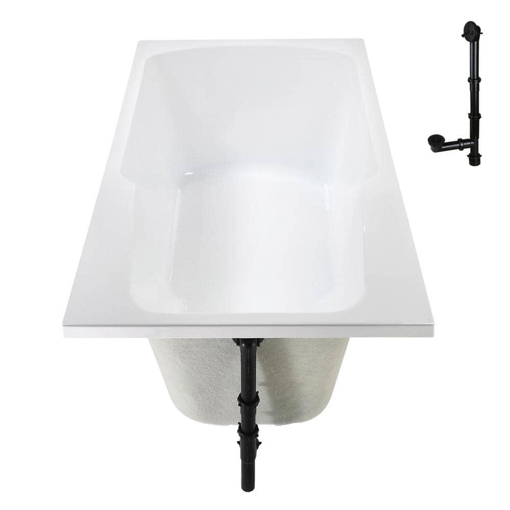 60'' x 32'' Acrylic Soaking Drop-In Bathtub, Drain Included