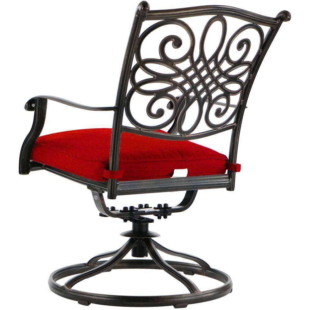 Elegant 8-Person Tempered Glass-Top Outdoor Dining Set with Red Cushions