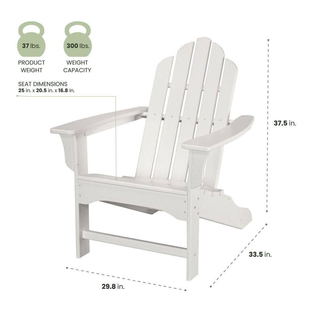 Hanover Outdoor Furniture All-Weather Contoured Adirondack Chair, White