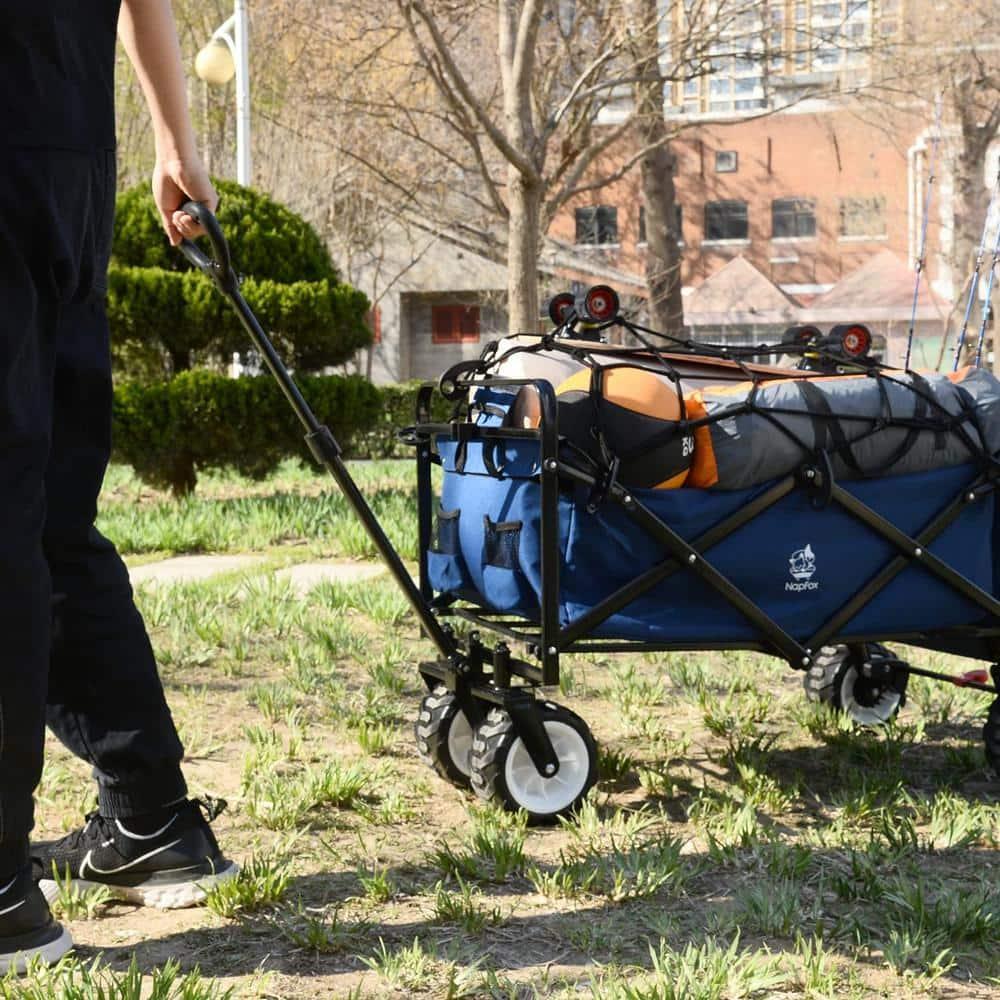 Heavy Duty Dark Blue Steel Collapsible Outdoor Wagon with All-Terrain Wheels