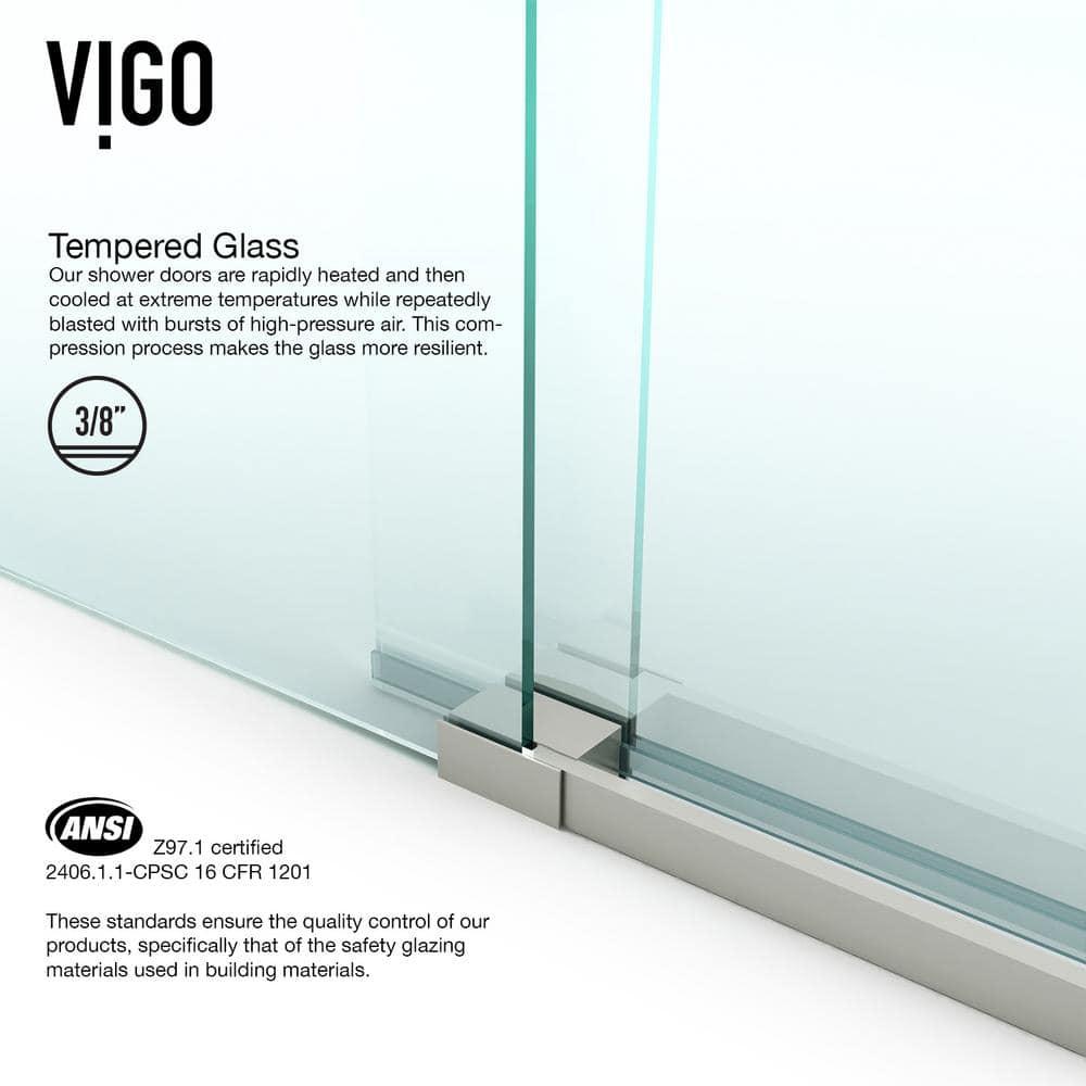 VIGO Winslow 48" W x 36" D x 80" H Sliding Frameless Shower Enclosure with 3/8  Clear Glass&Base VG6051STCL48WL