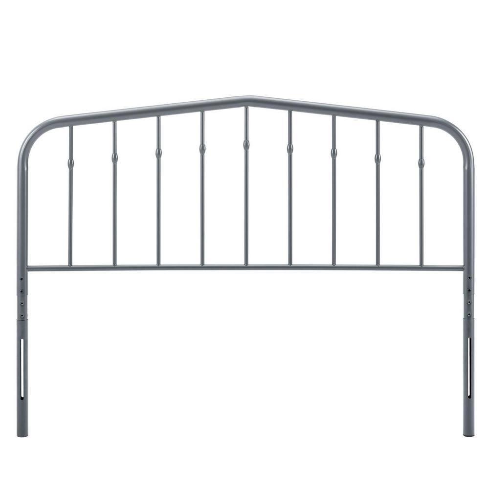 Modway Lennon Modern Farmhouse Metal Adjustable Headboard, Full Sized, Gray