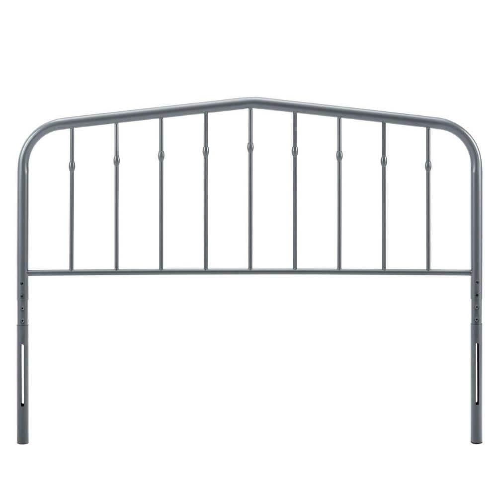 Modway Lennon Modern Farmhouse Metal Adjustable Headboard, Queen, Gray