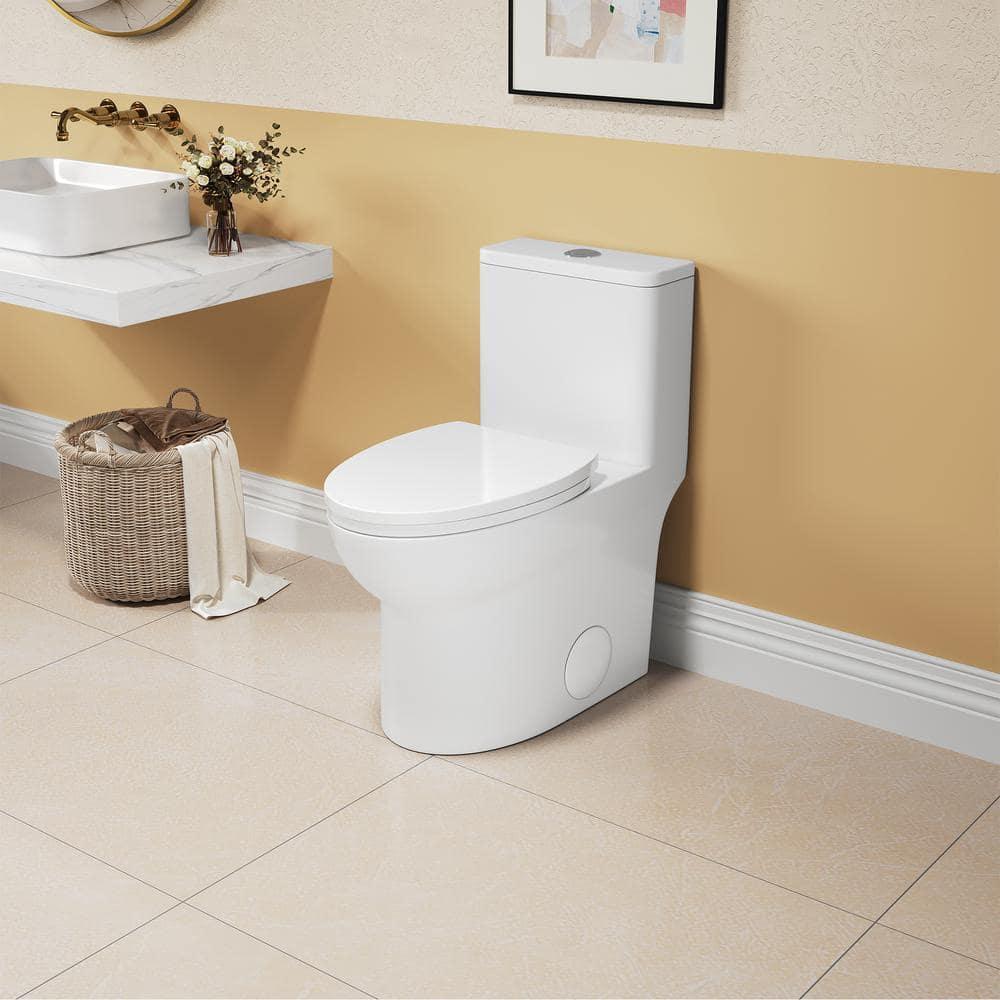 1.1/1.6 GPF Elongated Comfort Height Floor Mounted One-Piece Toilet, CUPC Certified, Watersense Cetified, Ceramic, White Color, Soft Close Seat T039WT