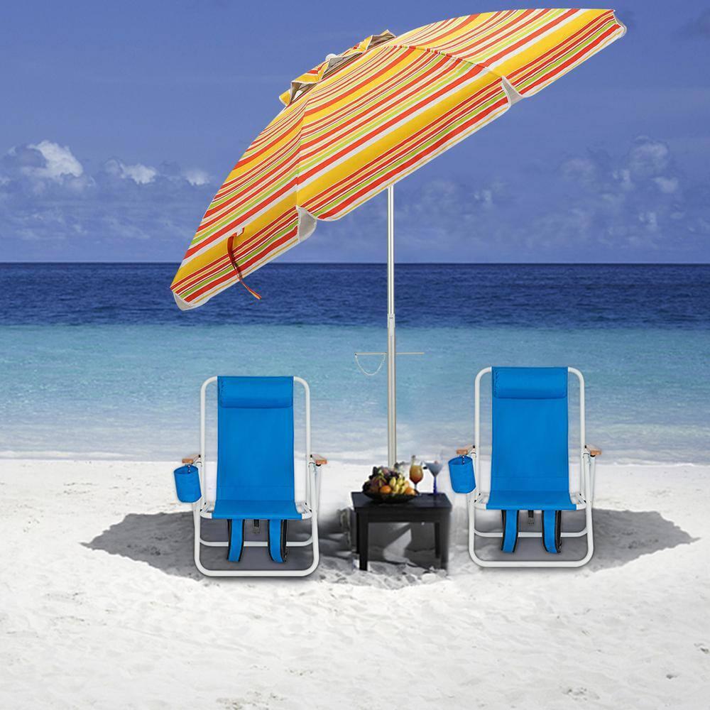 Topcobe 6.5 Feet Patio Beach Umbrella with Waterproof Polyester Fabric, Sunbrella Umbrella Outdoor Patio, Orange