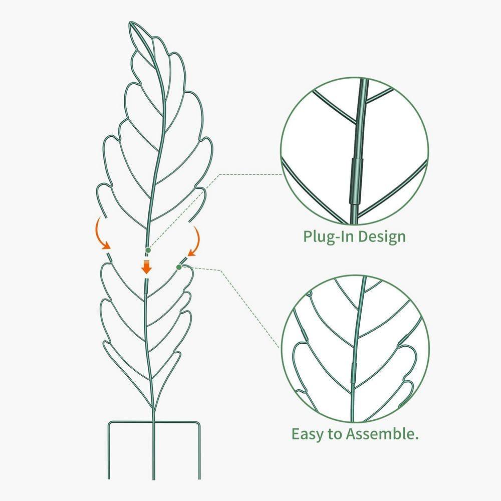 3-Pack Metal Garden Trellis Plant Support Trellis for Climbing Vines Floral Vegetables Metal Trellis (Leaf, Green)