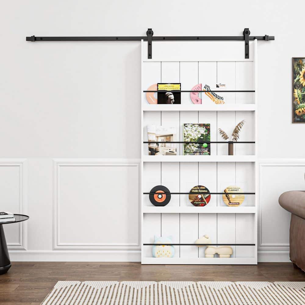 ARK DESIGN 84"H Wood and Primed Bookshelf Style Barn Door with Mounting Hardware Kit