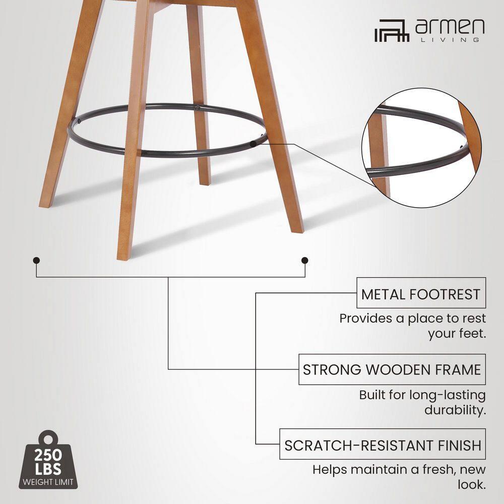 30" Baylor Faux Leather Wood Swivel Barstool - Armen Living