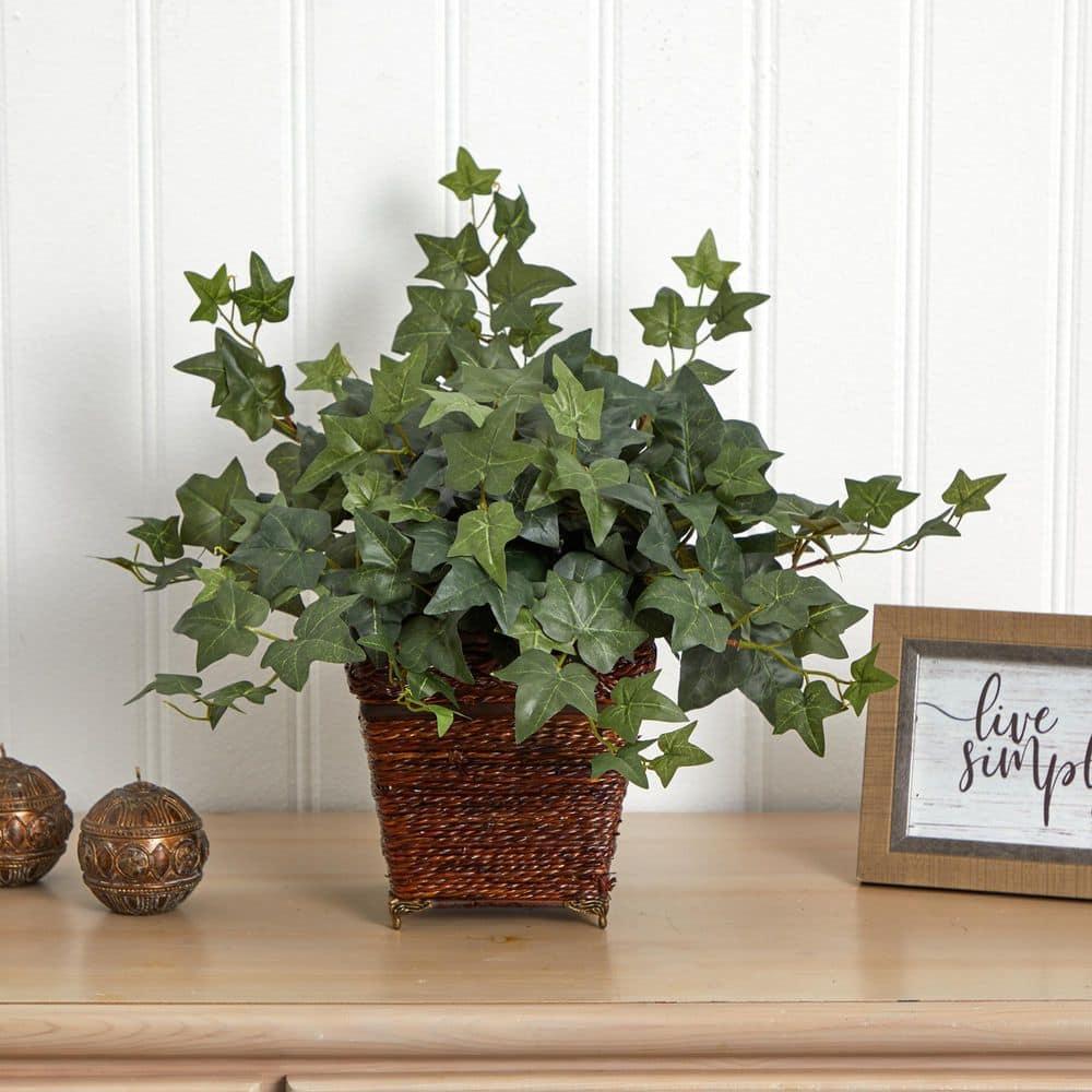 Nearly Natural Puff Ivy with Coiled Rope Planter Silk Plant