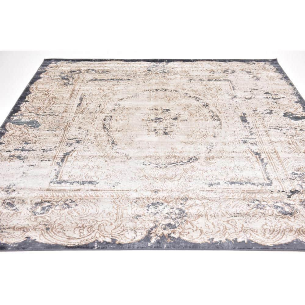 Unique Loom Chateau Collection Area Rug - Adams (7' 1" Square Cream/Brown)