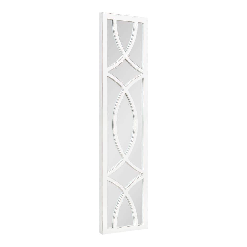 Kate and Laurel Tolland Decorative Wooden Panel Wall Mirror, 12" x 48", Soft White, Rustic Windowpane Accent Piece