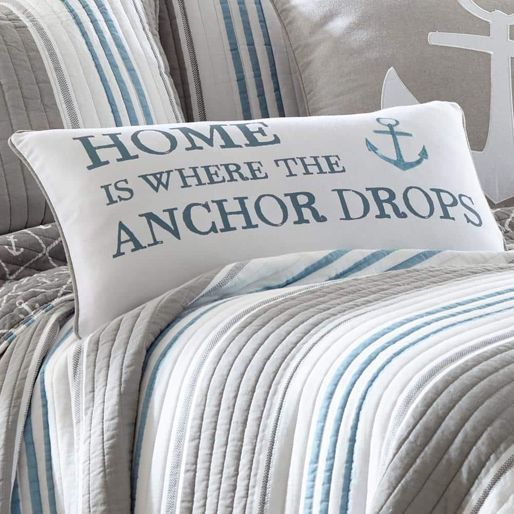 Provincetown Home Anchor Pillow - Teal and White - Levtex Home