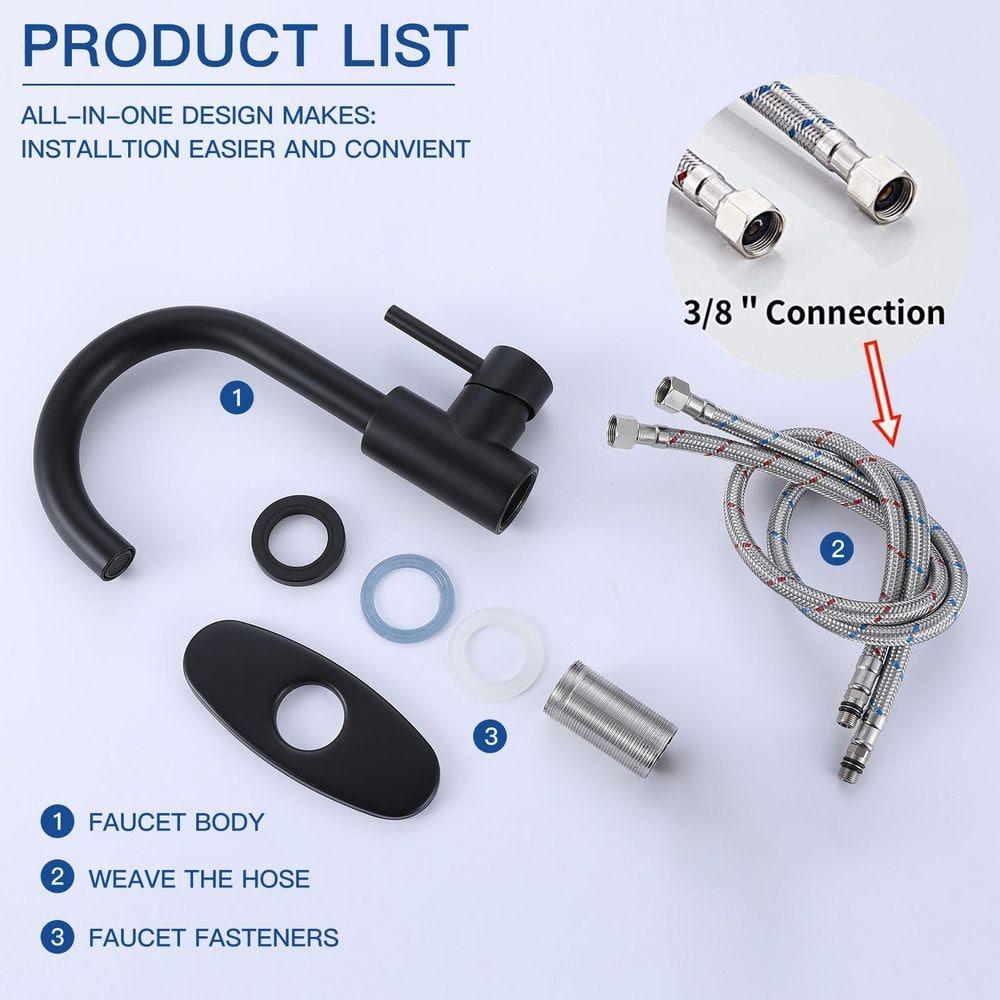 VIBRANTBATH Single-Hole Single-handle Bathroom Faucet 6025-Black