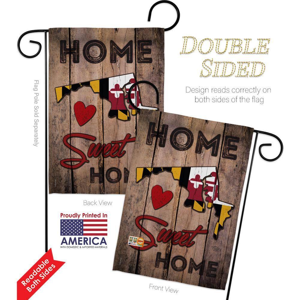 Ornament Collection G191158-BO 13 x 18.5 in. State Maryland Home Sweet American State Vertical Garden Flag with Double-Sided House Decoration Banner Yard Gift