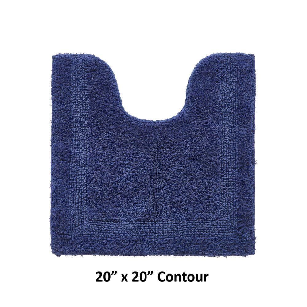 Better Trends Lux 100% Cotton Tufted Solid Reversible Bath Rug 20" x 20" Contour - Navy