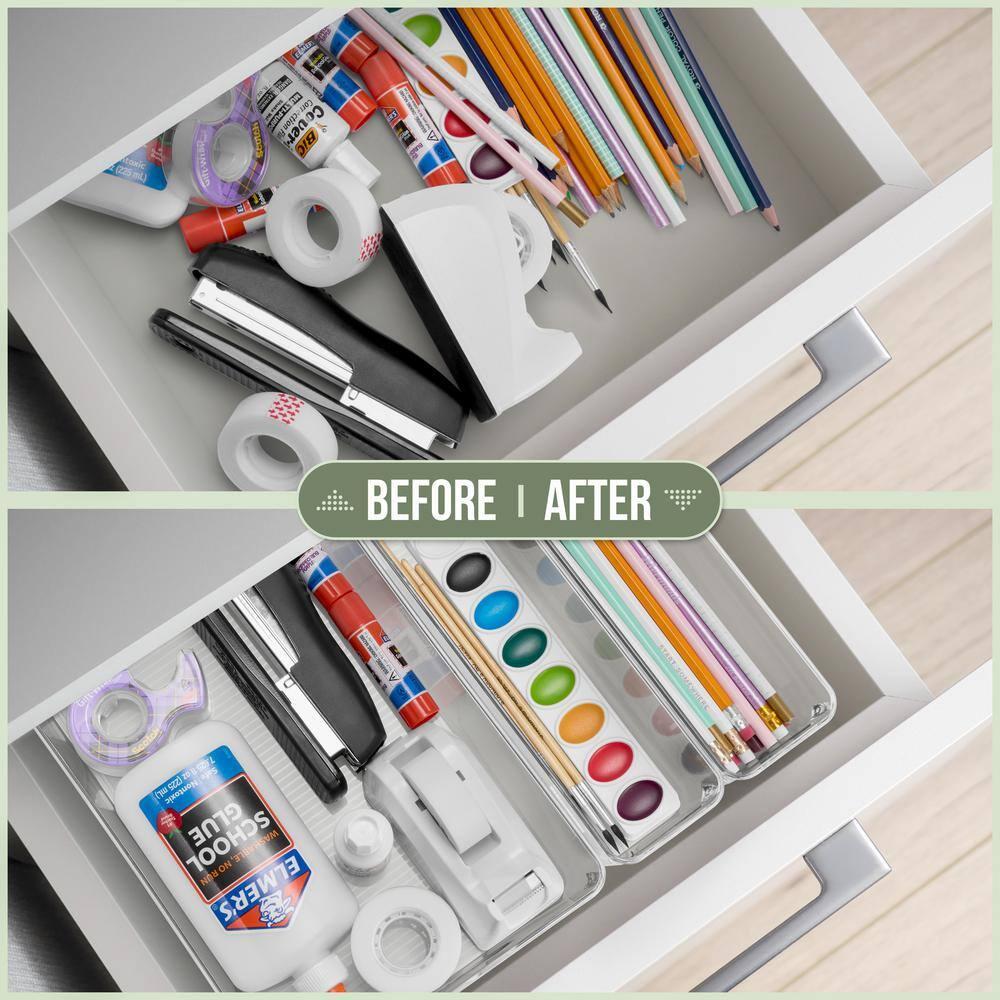 Sorbus Sorbus 10 Pack Narrow Clear Plastic Storage Bins with Handles for Shelves