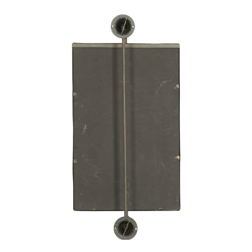 DecMode Industrial Rectangular Metal Wall Mirror with Pull Handle Design and Black Finish, 14"W x 28"H