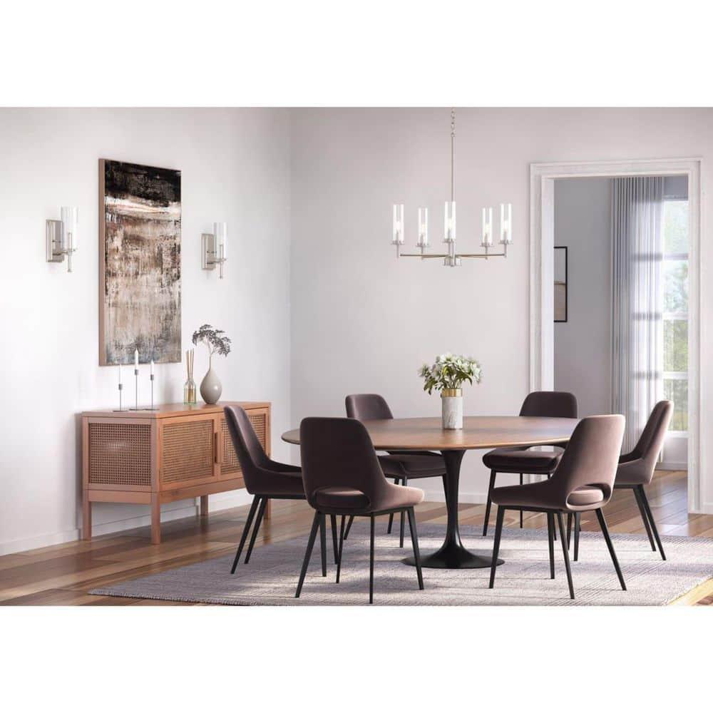 Progress Lighting Kellwyn 5-Light Chandelier, Brushed Nickel, Clear Glass Shade