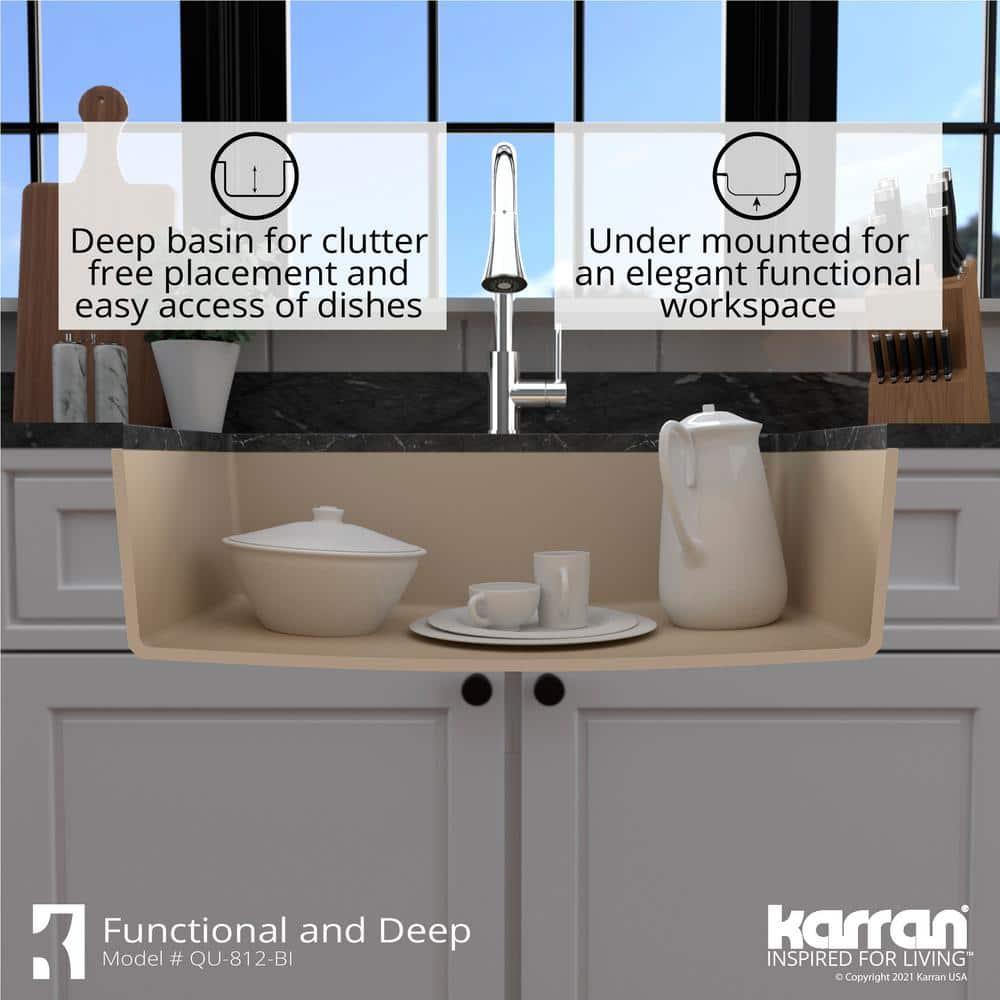 Karran Quartz 32-1/4'' X 19-1/4'' Large Single Bowl Undermount Kitchen Sink