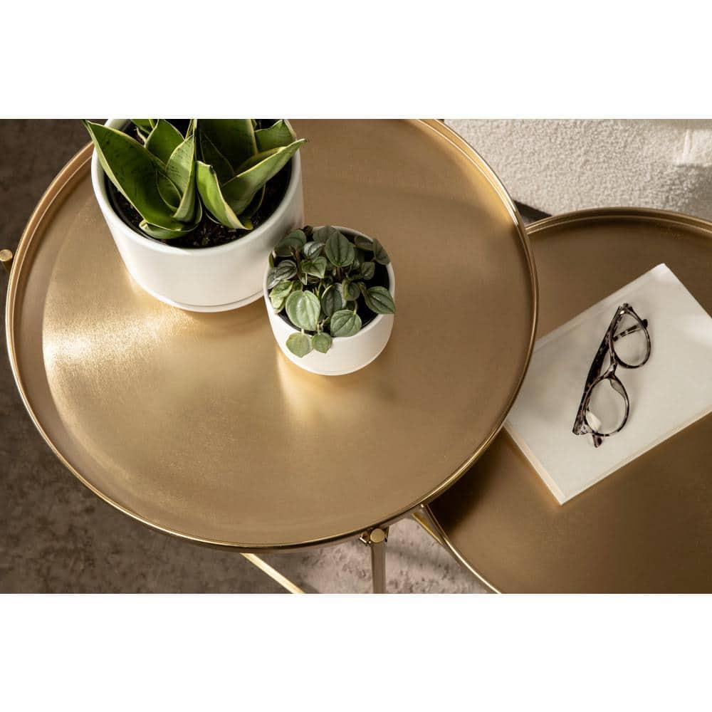 Kate and Laurel Ulani Round Metal Nesting Table, 2 Piece, Gold
