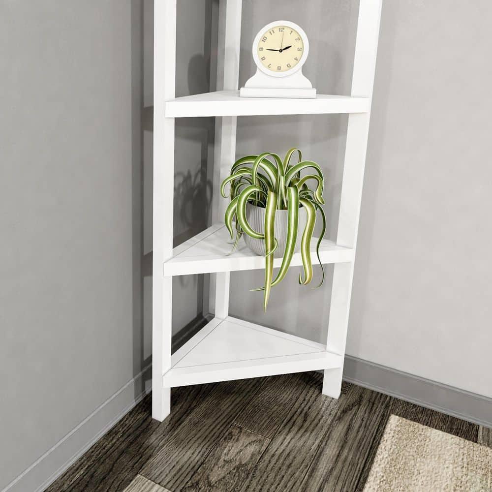NewRidge 4-Tier Corner Wooden Bookcase White