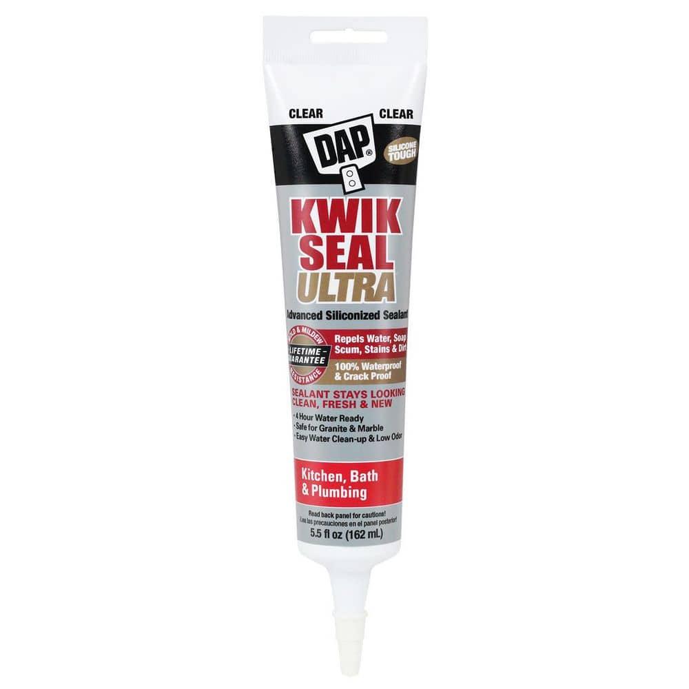 DAP Kwik Seal Ultra Clear Siliconized Acrylic Kitchen and Bath Caulk Sealant 5.5 oz