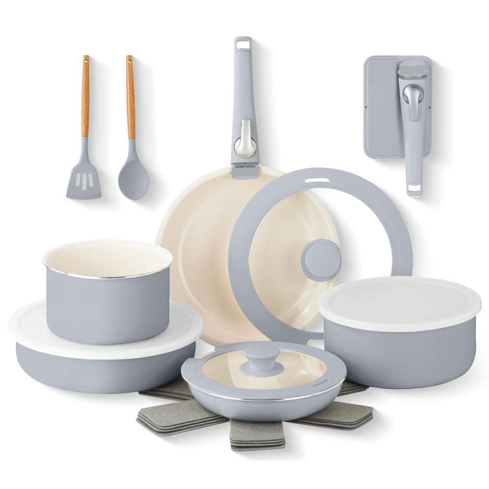 Gotham Steel Gotham Steel 18 Piece Detachable Handle Ceramic Nonstick Cookware Set