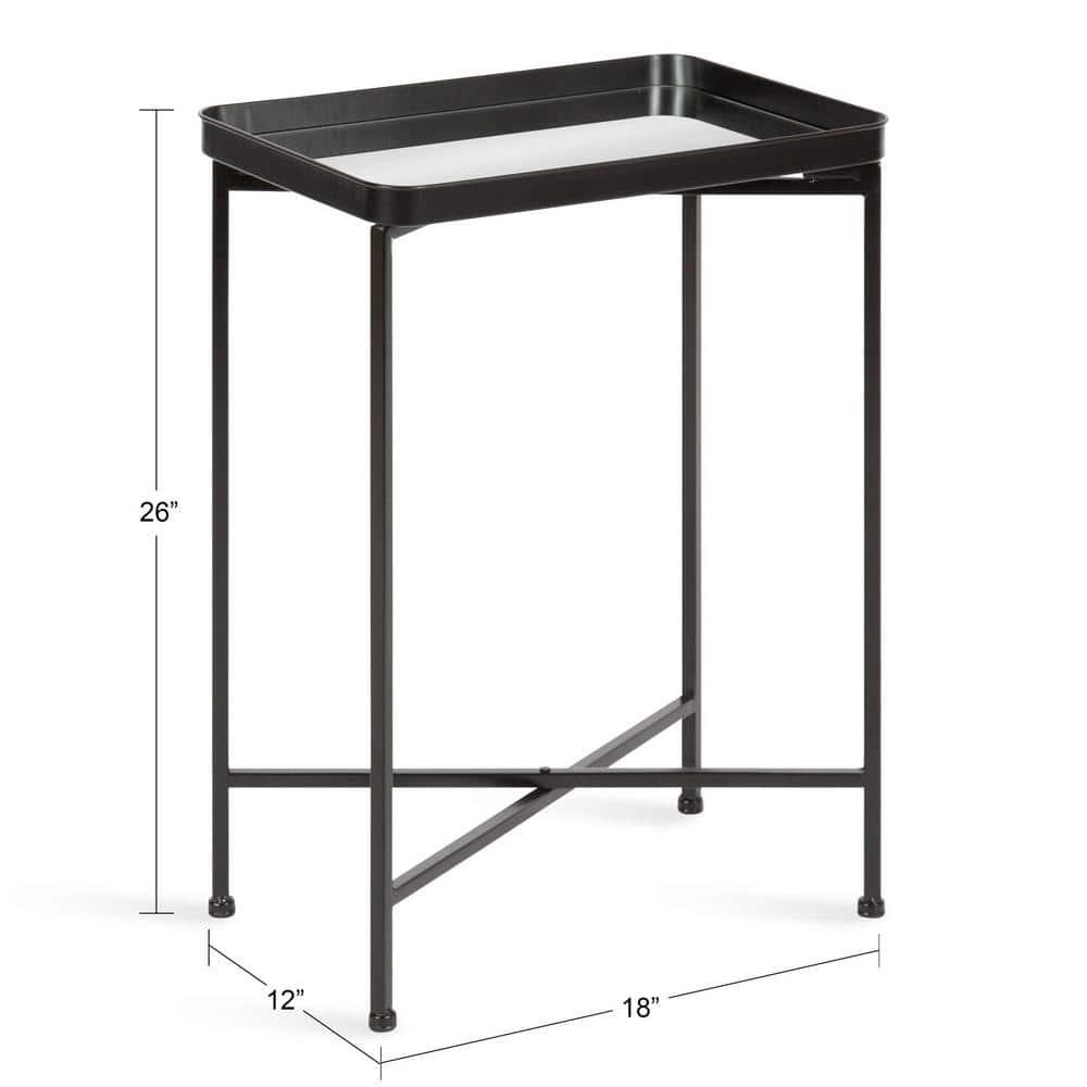 Kate and Laurel Celia Rectangle Metal Side Table, 18x12x26, Black