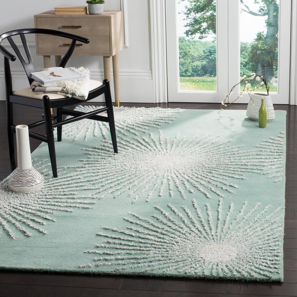 Soho SOH712 Hand Tufted Indoor Area Rug - Light Teal/Multi - 6'x9' - Safavieh.
