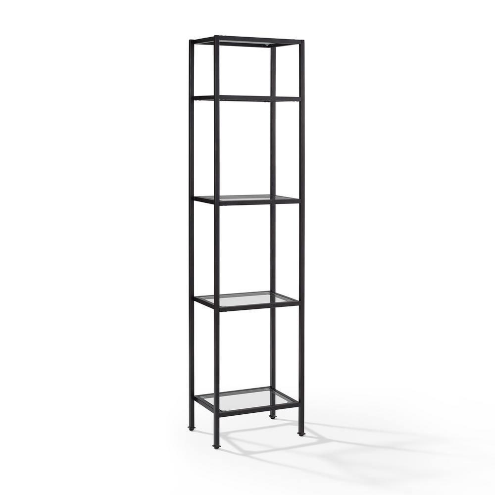 73" Aimee Narrow Etagere Oil Rubbed Bronze - Crosley: Tempered Glass, 4-Tier Storage, Steel Frame