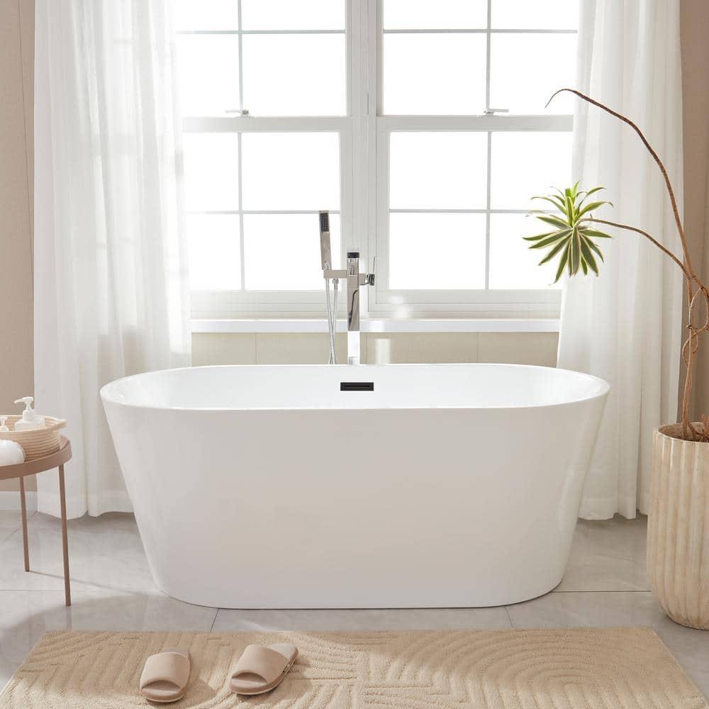 Iris 59" x 30" Freestanding Soaking Acrylic Bathtub