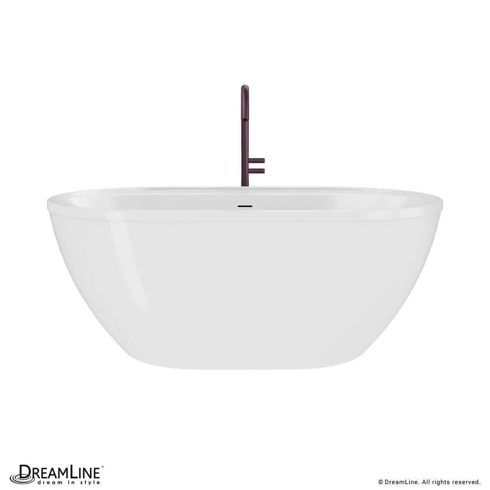DreamLine BT63X3460C06 Essence 60-1/4 in. L x 34-1/4 in. W x 23-5/8 in. H Freestanding Acrylic Bathtub